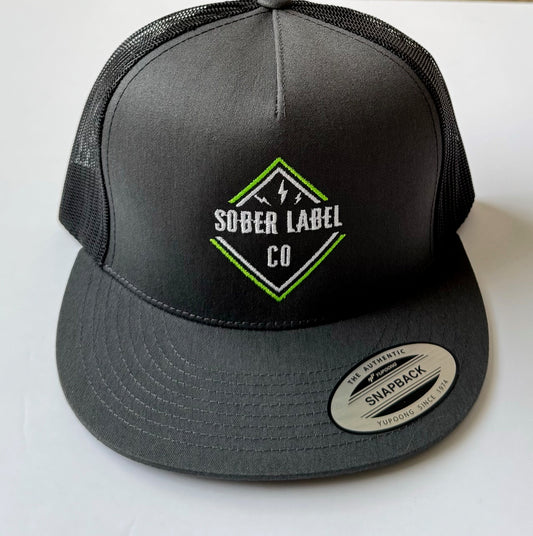 MENS HAT CHARCOAL GRAY/BLACK - DIAMOND NEON GREEN