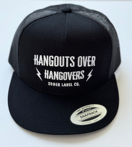 MENS HAT - BLACK & WHITE  HANGOUTS OVER HANGOVERS