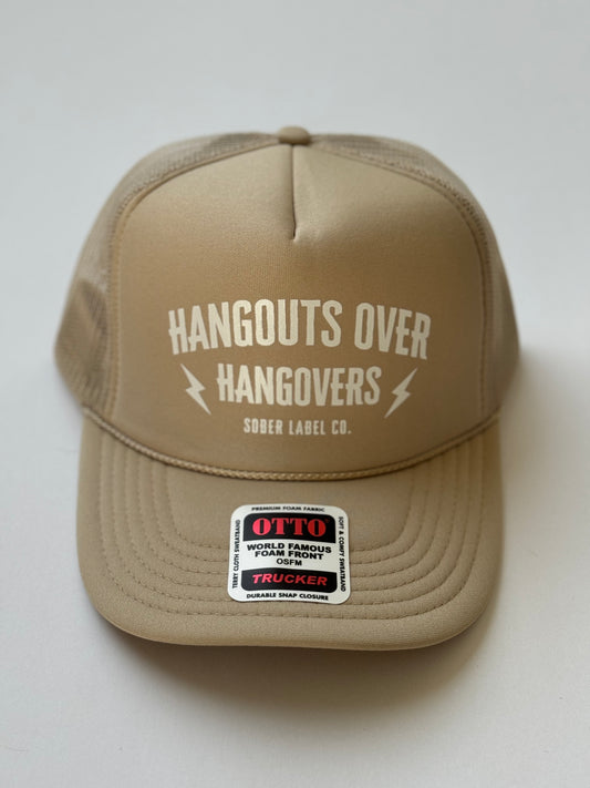 WOMENS HAT - TAN HANGOUTS OVER HANGOVERS